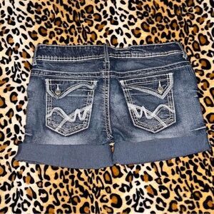 Y2k Low Rise Rue 21 Acid Wash Denim Mini Shorts with White Treading